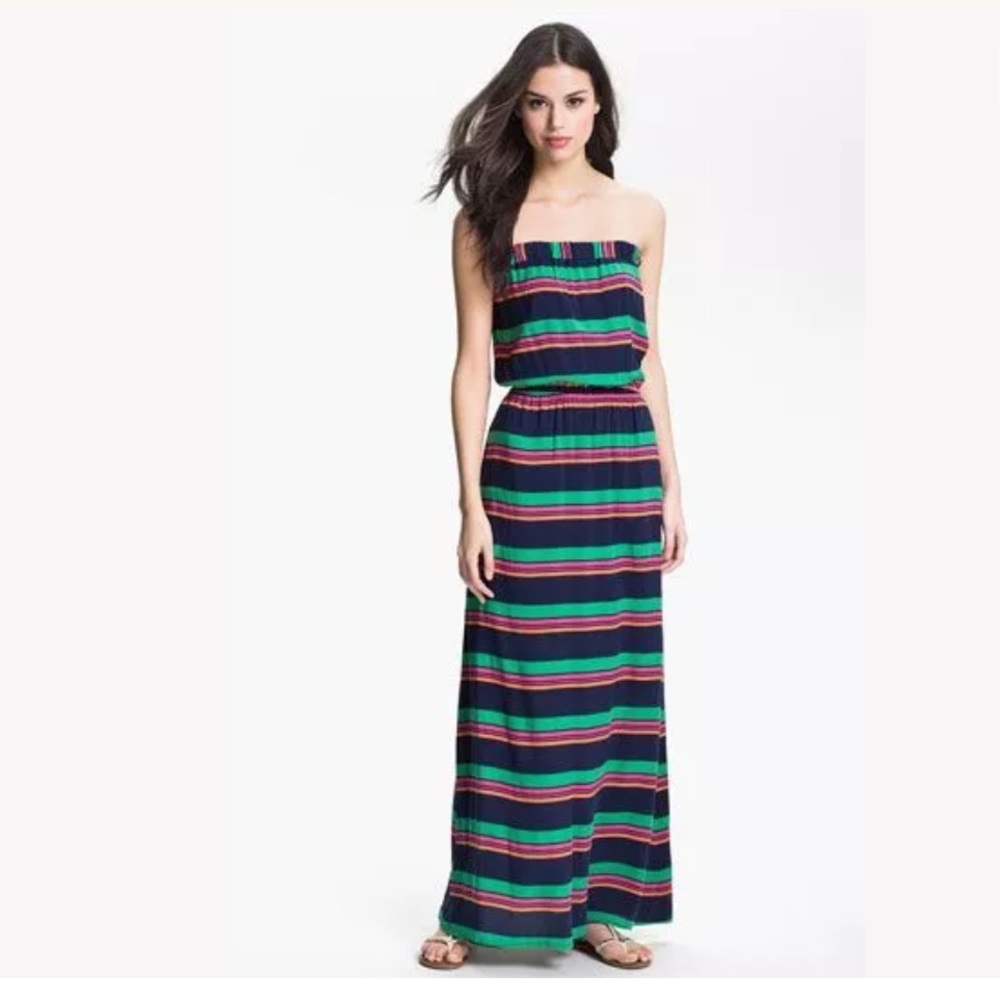 NWT Splendid Strapless Striped Maxi Dress